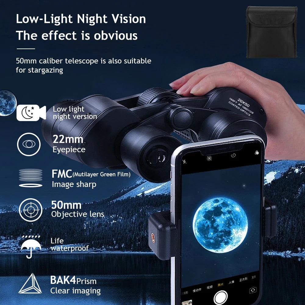 Professional Binoculars HD BAK4 Prism Night Vision Long Range