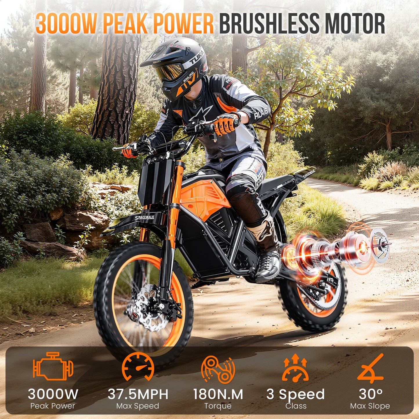 EILLEO SPACEWALK 48V Electric Dirt Bike for Adults 3000W Peak