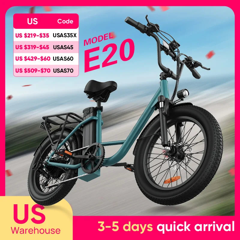 URLIFE 1000W E20 Electric Bike Removable Battery 48V 13Ah