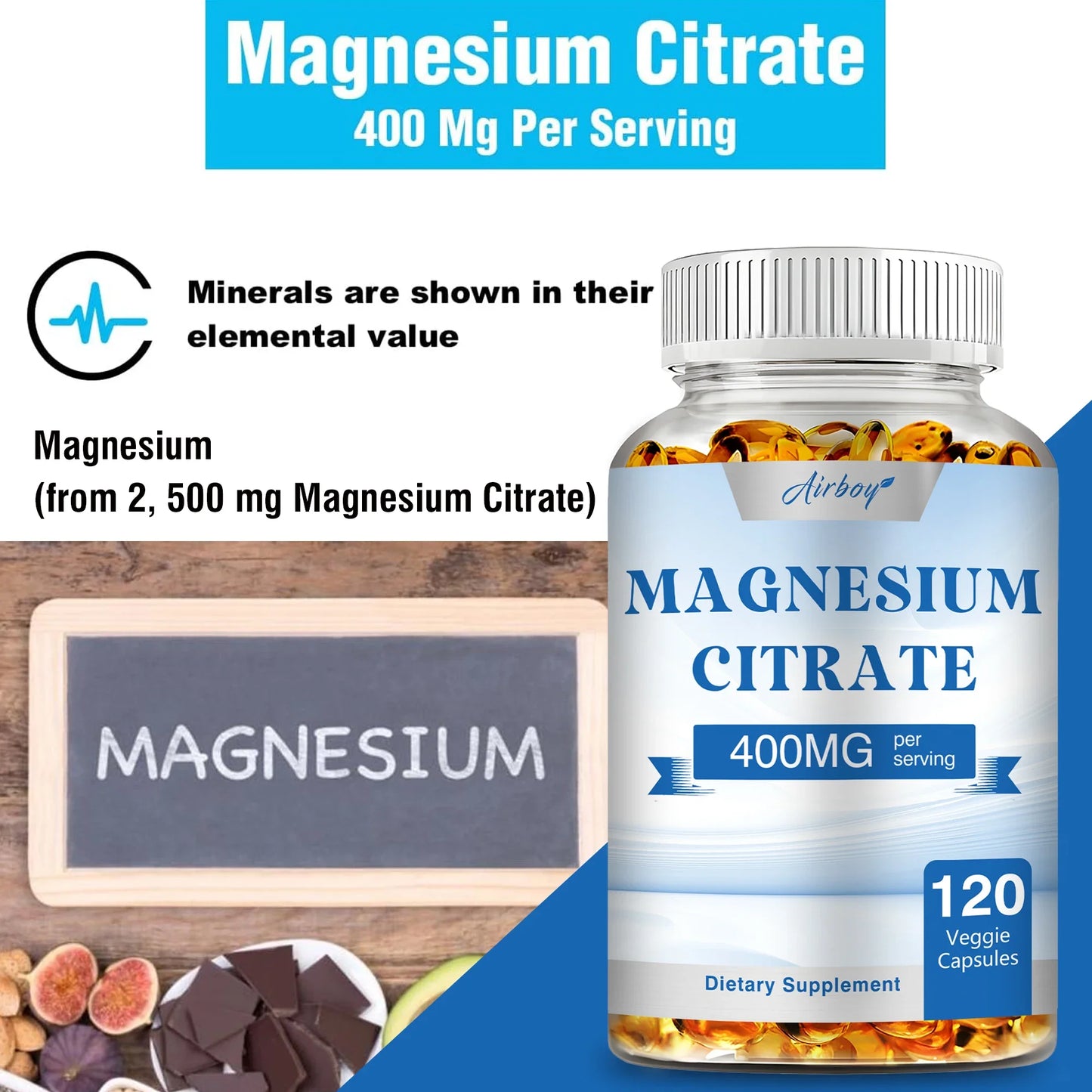 Coolkin Magnesium Citrate Capsules For Muscle Nerve Heart Sleep Health